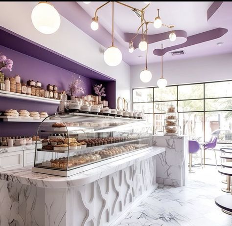 Lavender Interior, Baking Supply Store, Bakery Shop Design, Garden Of Words, Bakery Interior, Lavender And Lemon, Bakery Design Interior, Donut Shop, Bakery Shop