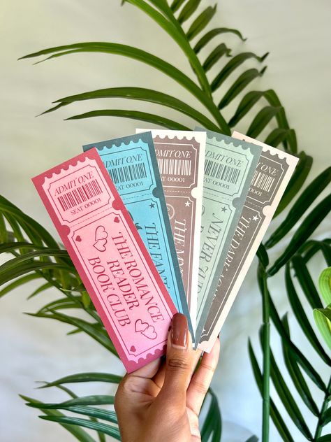 Ticket Bookmarks| Romamce, Fantasy, Mystery And Never Judge A Book Bu Ots Movie Ticket Bookmark For Bookish Gifts by simplyRdesigns on Etsy Paint Swatch Bookmark, Bookmark Graphic Design, Book Themed Bookmarks, Craft Night Party, Bookish Crafts, Ticket Bookmark, Bookish Bookmarks, 2024 Illustration, Book Bookmarks