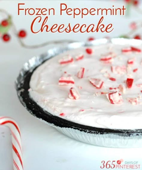 frozen-peppermint-cheesecake-labeled Peppermint Milkshake, Favorite Christmas Desserts, Peppermint Dessert, Peppermint Fudge, Peppermint Cheesecake, Frozen Desserts, Candy Canes, Favorite Desserts, Yummy Food Dessert