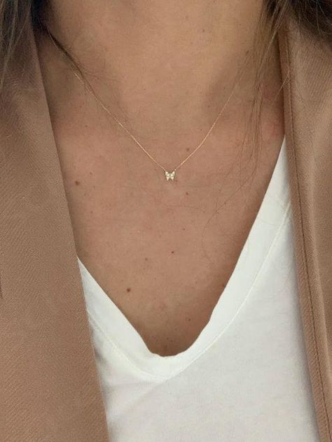 $289.00 $354.00 Minimalist Butterfly, Jewelry Necklace Simple, Neck Pieces Jewelry, Modern Gold Jewelry, Minimalist Accessories, Gold Chain With Pendant, Necklace Simple, Classy Jewelry, Neck Piece