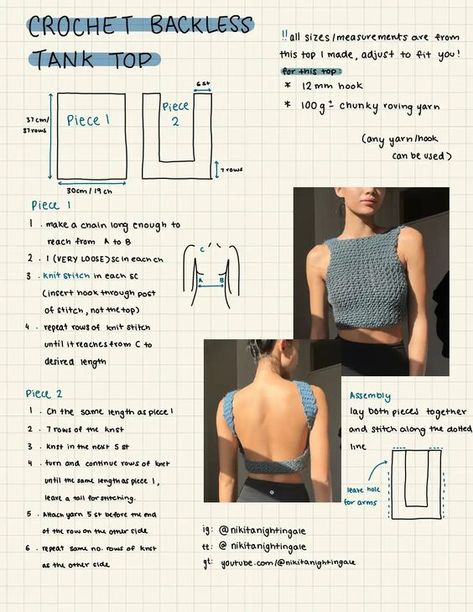 crochet backless tank top.pdf - Google Drive Top Patterns For Women, Lace Top Patterns, Boho Crochet Top, Backless Tank Top, Design Crochet, Mode Crochet, Crochet Lace Top, Crochet Business, Crochet Clothing And Accessories