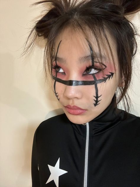 Choso Makeup Girl, Choso Face Painting, Jjk Makeup, Anime Inspired Makeup, Simple Cosplay Ideas, Emo Night, Easy Cosplay, Anime Makeup, Duo Halloween Costumes