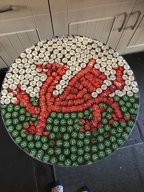 Bottle Top Tables, Welsh Flag, Function Room, School Displays, Bottle Top, Flag Decor, Christmas Tree Skirt, Flag, Christmas Tree