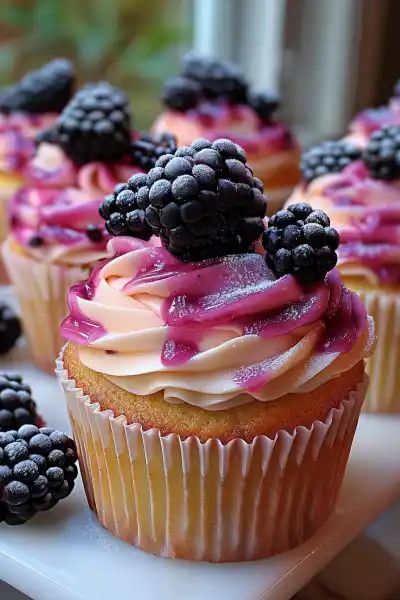 Explore our Blackberry Cheesecake Cupcakes to create the perfect blend of creamy cheesecake and fresh blackberries. Try it now Blueberry Muffin Cupcakes, Easy Fancy Cupcakes, Chocolate Cupcake Flavor Ideas, Minimal Cupcakes, Cheesecake Cupcake Recipes, Blackberry Recipes Dessert, Cheesecake With Blackberry Topping, Blackberry Cupcakes Recipes, Blackberry Cobbler Cupcake