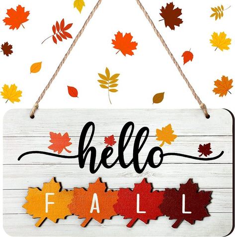 Put this super cute sign in your classroom or on your front door Hello Fall Sign, Christian Fall, Rustic Wood Decor, Home Wooden Signs, Winter Signs, Hello Sign, Summer Signs, Hello Winter, Rustic Wall Art