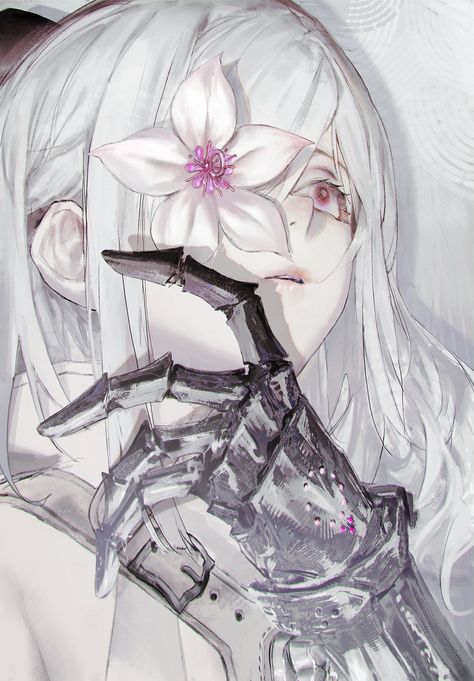 Kaine Nier Icon, Aesthetic Flowers Pfp, Drain Core Pfp, Nier Aesthetic, Nier Icon, White Hair Pfp, White Pfp Aesthetic, Drakengard 3, Pretty Drawings