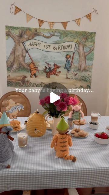 Rosie on Instagram: "Reposting this video of Samuel’s first birthday breakfast ☺️❤️ You guys had so many questions about his magical pancake breakfast with the most darling Winnie the Pooh characters… You can find everything we used here in my website linked in my bio ☺️  Follow @therosiescorner for more cozy and simple living things❤️  #firstbirthday #winniethepooh #oneyearold  #winniethepoohparty  #winniethepoohbirthday #oneyearoldphotoshoot #simpleliving #simplelifestyle #firstbirthdayparty #birthdaybreakfast #vintagehome #historichome #cottagehome #cottagehomedecor #cottagestyle #cottagedecor #galveston #galvestonisland #birthdaypartydecor #historichomerestoration #childhoodmemories #childhoodwonders #familymemories" Winnie The Pooh Breakfast, First Birthday Breakfast, Winnie The Pooh First Birthday Boy, Pooh Bear First Birthday, Surprise Shawty, Pooh Bear Birthday, Piglet Birthday, Winnie The Pooh First Birthday, Winnie The Pooh Birthday Party