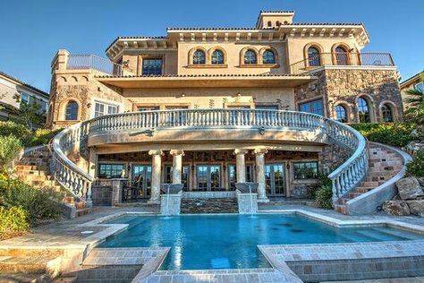 Houses California, Lake Las Vegas, Tuscan Style Homes, Las Vegas Luxury, Las Vegas Homes, Dream Mansion, Mediterranean Home Decor, Mansions For Sale, Expensive Houses