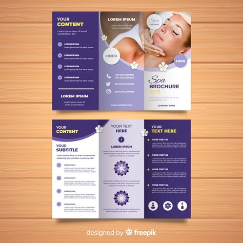 Trifold spa flyer template | Free Vector #Freepik #freevector #brochure #prospectus #couvrir #modele Spa Vouchers, Spa Brochure, Spa Flyer, Brochure Cover Design, Book Design Inspiration, Cover Page Template, Fitness Flyer, Brochure Inspiration, Trifold Brochure Template