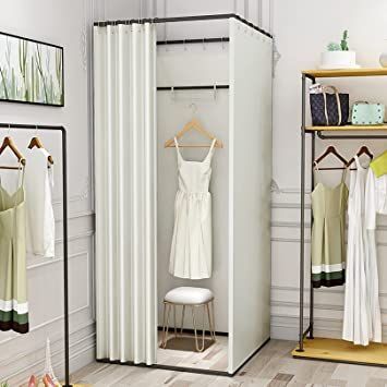 JMCAJIE Fitting Room with Shading Curtain, Portable Square Dressing Room,Removable Fitting Room, Foldable Mall Simple Changing Room and Display Rack,Easy to Assemble and Disassemble Privacy Tent Tailor Shop Interior, Tailoring Shop Interior Design, Portable Dressing Room, Simple Dressing Room, Temporary Room Dividers, Dream Boutique, Privacy Partition, Simple Dressing, Divider Curtain