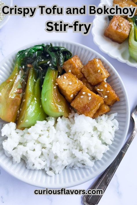 Looking for the best meatless recipe with bokchoy? This Tofu and Bok Choy Stir-Fry is a quick, nutritious, and delicious meal! The tofu is perfectly seasoned well and crispy that's packed with flavors, then tossed with tender-crisp bok choy in a sticky, lightly sweet, and thick sauce. It is a perfect dish for busy weeknights. Vegan Tofu Bokchoy, Bokchoy Sidedish, Broccoli Tofu, Tofu Soup, Teriyaki Tofu, Tofu Recipe, Carrots And Potatoes, Crispy Tofu, Fried Tofu