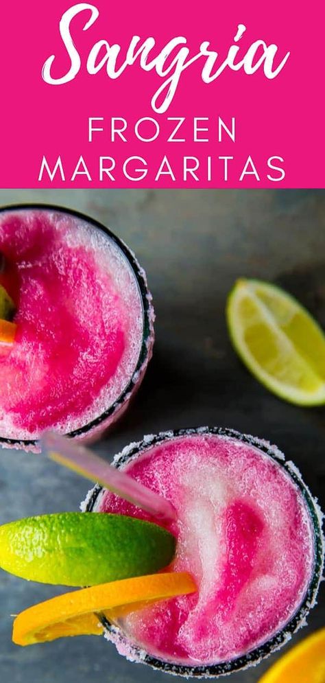 Sangria Margarita Recipe, Wine Margarita, Frozen Sangria, Classic Margarita Recipe, Creamy Cocktails, Jalapeno Margarita, Frozen Margaritas, Dessert For Two, Frozen Cocktails