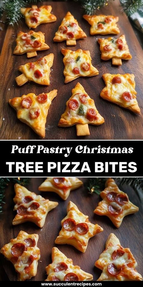 Christmas Tree Pizza, Puff Pastry Christmas Tree, Pastry Christmas Tree, Puff Pastry Christmas, Pastry Christmas, Individual Appetizers, Puff Pastry Pizza, Fun Holiday Treats, Cool Gingerbread Houses