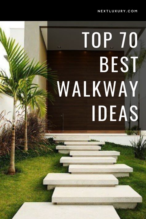 A well-crafted pathway is perhaps the first introduction to your home, guiding guests to your front door in a style that hints at what’s to come.With an enticing collection of materials and layouts to choose from, you’ll have no trouble designing the perfect pathway that speaks volumes of your home and hospitality. #nextluxury #homedesign #homedecor #homedecorideas Front Door Pathway Ideas Entrance, Gate Pathway Entrance, Porch Pathway Ideas, Front Entry Landscaping Ideas, Pathways To Front Door, Garden Path To Front Door, Walkway Steps To Front Door, Walk Way Landscaping Ideas Modern, House Pathway Entrance