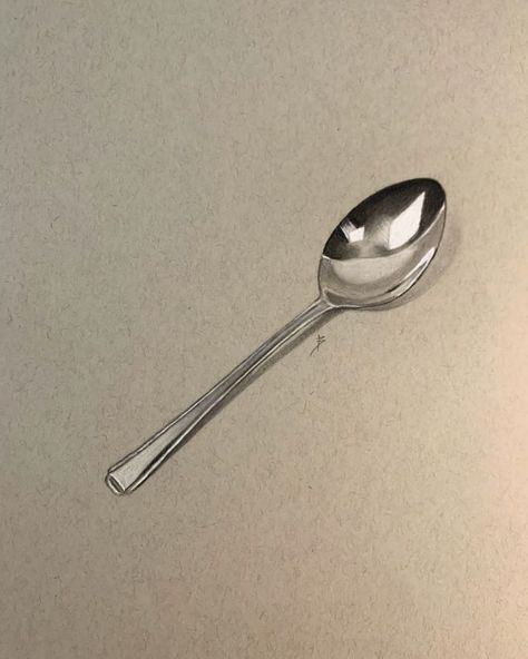 “My Drawing of a Spoon” by Ben Osborn – The Cutlery Review Cutlery Drawing, Spoon Sketch, Spoon Reference, Spoon Drawing, Metal Drawing, Wall Collage Decor, Prismacolor Art, Gcse Art Sketchbook, Realistic Pencil Drawings