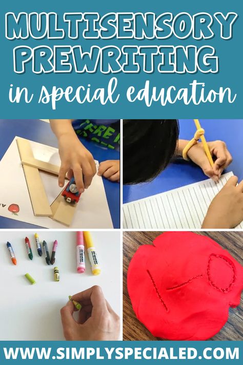 I want to share with you some great steps to multisensory prewriting. In order for special education students to become writers, they need to understand some more basic things. Inside this blog, you will learn about the significance of using their names in print for special education children. Using multisensory activities to help your special education students learn their letters. I also discuss how kinesthetic learning activities will help your early child special education classroom. Special Education Writing Activities, Prewriting Activities, Special Education Lesson Plans, Kinesthetic Learning, Multisensory Activities, Early Childhood Special Education, Special Education Activities, Pre Writing Activities, Station Activities