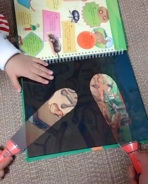 Eyegasm Video on Instagram: “Flashlight illusion in a children's book 📒  follow @eyegasmvideo for more” Inside Book Design, Interactive Childrens Books, Diy Interactive Book, Interactive Book Ideas, Interactive Book Design, Popup Book, Interactive Books For Kids, Book Transparent, Book Repair