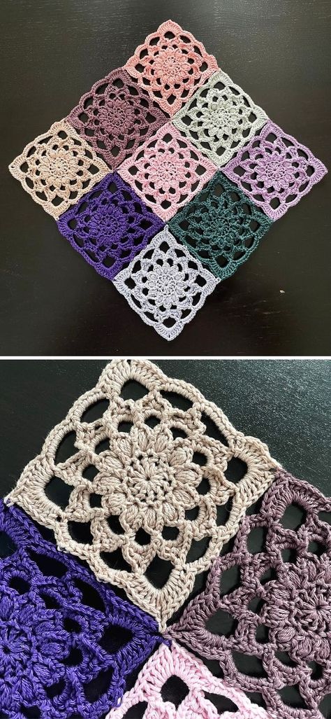 Granny Square Pattern Free, Spring Table Runner, Granny Square Crochet Patterns Free, Crochet For Beginners Blanket, Crochet Table Runner, Crochet Square Patterns, Spring Table, Granny Squares Pattern, Granny Square Crochet Pattern