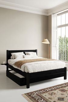 Wooden Beds with Storage | Next UK Teen Boy Bed Frame, Wooden Beds With Storage, Black Storage Bed, Black Wood Bed Frame, Black Wooden Bed, Black Wood Bed, Bedside Shelves, Draw Space, Wooden Bed With Storage