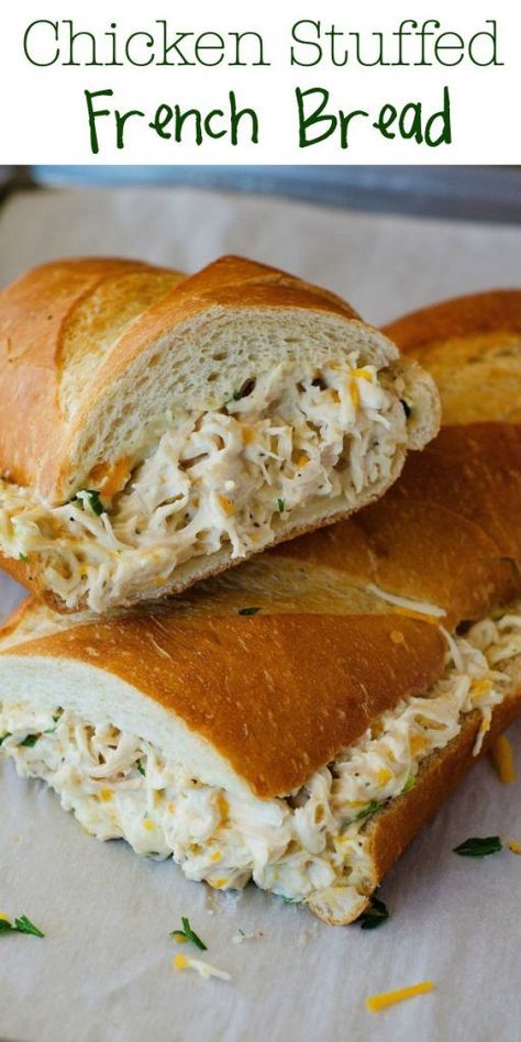 Chicken Stuffed French Bread, Healthy Chicken Dinner Recipes, Stuffed French Bread, Easy Bread Recipe, Chicken Recipes Healthy, Chicken Bread, French Bread Loaf, Dessert Hacks, Dinner Recipes Chicken