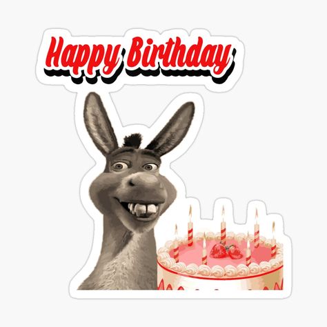 Get my art printed on awesome products. Support me at Redbubble #RBandME: https://www.redbubble.com/i/sticker/Happy-birthday-funny-donkey-by-ghostart32/120041306.EJUG5?asc=u Donkey Happy Birthday, Cartoon Donkey Images, Donkey Cartoon Illustration, Happy Birthday Animal Memes, Donkey Meme, Emoji Symbols, Funny Happy Birthday, Happy Birthday Funny, Birthday Stickers