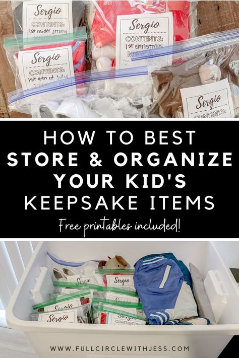 Childhood Keepsakes Storage, Kids Momento Storage, Childhood Keepsake Ideas, Keepsake Storage Ideas How To Organize, How To Store Memorabilia, How To Store Keepsakes, Organizing Kids School Memories, Memory Boxes For Kids, Kids Keepsake Storage