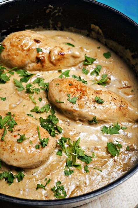 Mustard Chicken Breast, Lemon Cream Sauce, Juicy Baked Chicken, Lemon Cream Sauces, Creamy Lemon Chicken, Easy Chicken Breast, Chicken Breast Recipes Easy, Tender Chicken Breast, Breast Recipe