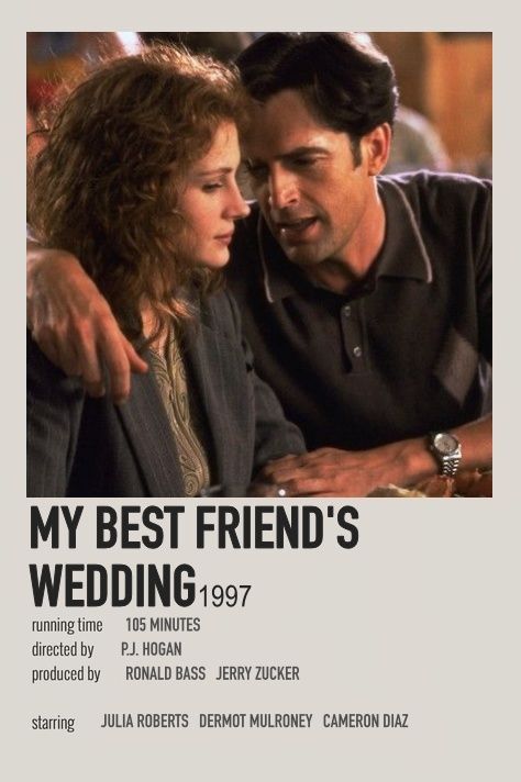 My Best Friends Wedding Movie Poster, My Best Friends Wedding Poster, Rom Com Movie Posters, Polaroid Film Poster, Julia Roberts Movies, My Best Friends Wedding, Best Friends Wedding, Rom Coms, Polaroid Posters