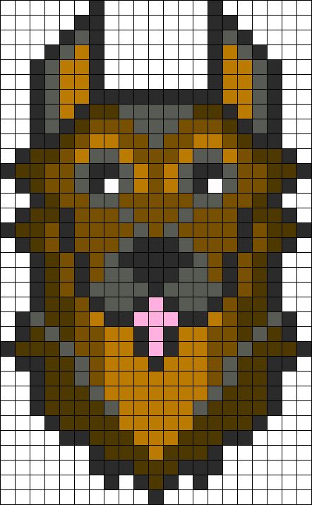 Kandi Patterns for Kandi Cuffs - Animals Pony Bead Patterns German Shepherd Perler Beads, German Shepherd Pixel Art, Perler Bead Dog Patterns, Dog Perler Bead Patterns, Perler Pattern, Perler Bead Mario, Kandi Cuffs, Perler Creations, Pony Bead Patterns