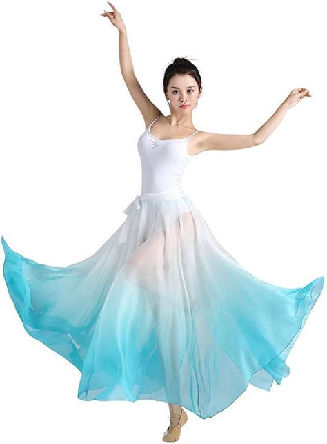 Amazon.com: ORIDOOR Women's Fairy Lyrical Dance Skirt Gradient Color Chiffon Swing Skirt Ballet Modren Dance Costume Lake Blue White : Clothing, Shoes & Jewelry Ocean Dance Costume, Ballet Pose, Frozen Jr, Modern Ballet, Flamenco Skirt, Campaign Shoot, Belly Dance Dress, Halloween Skirt, Long Flowy Skirt