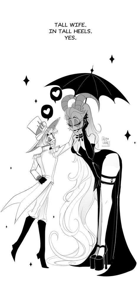 Lucifer X Lilith, Lilith And Lucifer, Tall Heels, H Hotel, Monster Hotel, Lucifer Morningstar, Mini Comic, Vivziepop Hazbin Hotel, Hotel Art