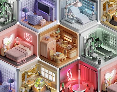 C4d Artwork, 3d Minimal, 3d Portfolio, Isometric Cube, 3d Ideas, Isometric Art, Mini Drawings, 3d Modeling, Cinema 4d