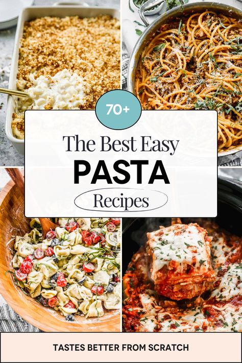 Assortment of easy pasta dishes. Quick and delicious recipes perfect for dinners or side dishes. Easy Cajun Chicken Pasta, Pasta Casseroles, Creamy Carbonara, Amazing Pasta, Easy Suppers, Fresh Pasta Recipes, Mini Meals, Shrimp Linguine, Chicken Fajita Pasta