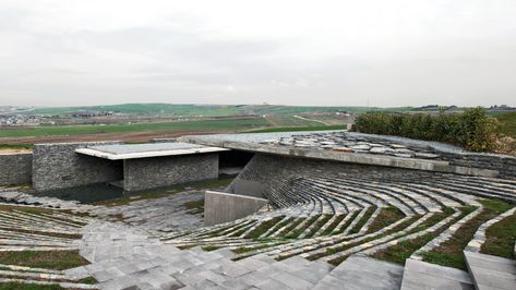 Sancaklar Mosque - Emre Arolat  | Arquitectura Viva Sancaklar Mosque, Terraced Landscaping, Stone Stairs, Western Asia, Mix Use Building, Glass Facades, Exhibition Space, A Bridge, Architectural Inspiration