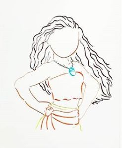 Moana Outline, Disney Characters Outline, Embroidery Sweater Diy, Disney Princess Outline, Moana Drawing, Rhinestone Ideas, Princess Sketches, Disney Pop Art, Disney Lines