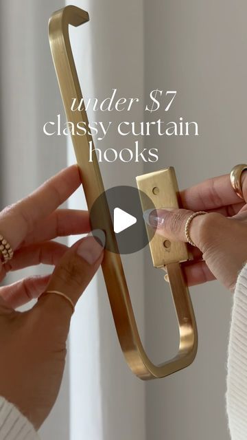 Jen Adams on Instagram: "Comment “HOOK” to shop! #walmartpartner Under $7 each curtain hooks that remind me of designer!✨ @walmart #walmarthome For those that comment “HOOK” check your DM as you will automatically get links sent to you! If they don’t send you can tap the link in my bio to shop!🥰 Elegant and minimal, these brass holdback hooks effortlessly hold curtains back to allow natural light to come through!!💛☀️ They are easy to install and come in 4 colors!! Each set includes 2 holdbacks and mounting hardware!!✨ Thank you for having me loves!!! Have a fantastic day!! Xo! @shop.ltk #liketkit  PS. If the link doesn’t load, you can update your LTK App & it will work!!💕💕  https://liketk.it/4HeTP" Curtain Holdbacks Placement, Curtain Holdbacks Ideas, Diy Curtain Holdbacks, Curtain Pull Backs, Curtain Tie Backs Diy, Tie Back Hooks, Curtain Hangers, Have A Fantastic Day, Walmart Home