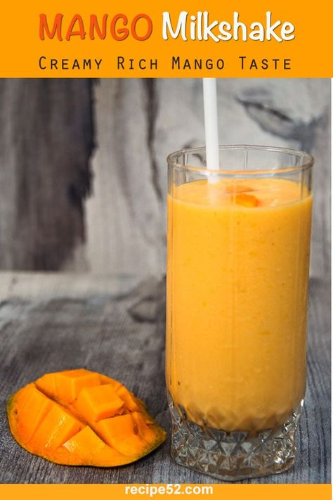 A rich creamy mango milkshake made with just three ingredients. A great way to enjoy the king of fruit in the hot summer heat. Gets ready to serve in minutes. #milkshake #recipe #mango #mangoshake #summerdrinks