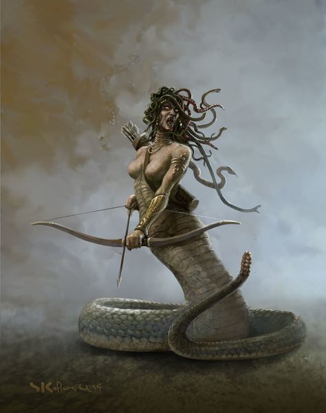 ArtStation - Medusa, Stefan Kopinski Medusa Body, Medusa Full Body, Medusa Fantasy Art, Ancient Greek Medusa, Medusa Pictures, Medusa Myth, Medusa Sculpture Greek Mythology, Medusa Historical Art, Greek Mythological Creatures