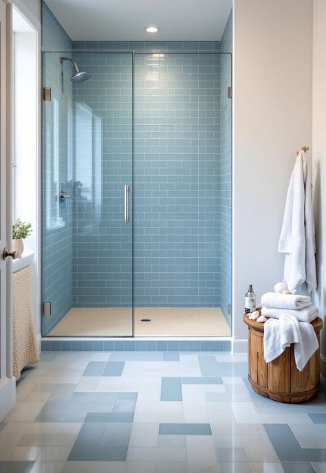 Coastal Bathroom Shower Ideas Bathroom Shower Ideas, Textured Tiles, Coastal Bathroom, Coastal Bathrooms, Bathroom Update, Tiles Texture, Leisure Arts, Themed Decor, Beach Inspired