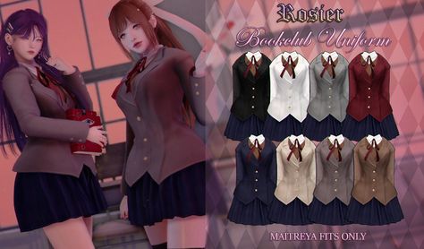 {Rosier} / Bookclub Uniform @WarehouseSale | Hello~ for this… | Flickr Sims 4 Korean Uniform Cc, Ddlc Uniform Sims 4 Cc, Sims4 Uniform Cc, Ts4 Uniform Cc, Ddlc Sims 4 Cc, Sims 4 Doki Doki Literature Club Cc, Uniform Sims 4 Cc, Sims 4 Cc Demon Slayer, Sims 4 Uniform Cc