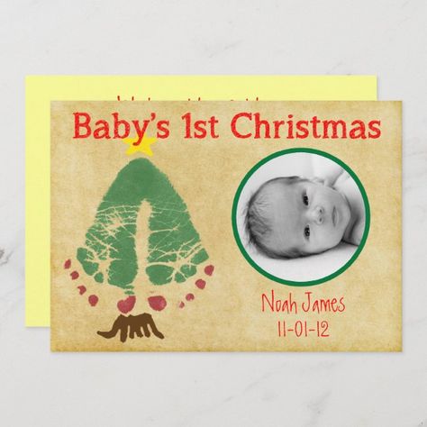 Baby's First Christmas Footprint Christmas Tree Holiday Card #affiliate , #AFF, #Footprint#Tree#Holiday#Christmas Footprint Christmas Tree, Footprint Tree, Christmas Footprint, Baby Footprint Crafts, Baby Christmas Crafts, Baby Christmas Card, Baby Footprint Art, Paper Invitation Card, First Christmas Photos