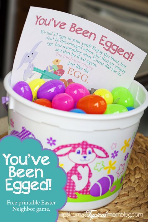 You've Been Egged -- Free Printable Easter Neighbor and Family Game Family Easter Games, Easter Party Activities, Fun Easter Games, Easter Games For Kids, Easter Games, Easter Printables Free, Family Easter, Unique Easter, Easter Printables