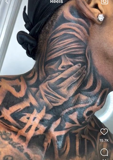 Men Half Sleeve Tattoo Forearm, Eyebrow Tattoo Men, Neck Tat Ideas, Face Neck Tattoo, Name On Neck Tattoo, Male Neck Tattoos, Hand Tattoos For Black Men, Neck Tats For Men, Black Men Neck Tattoos