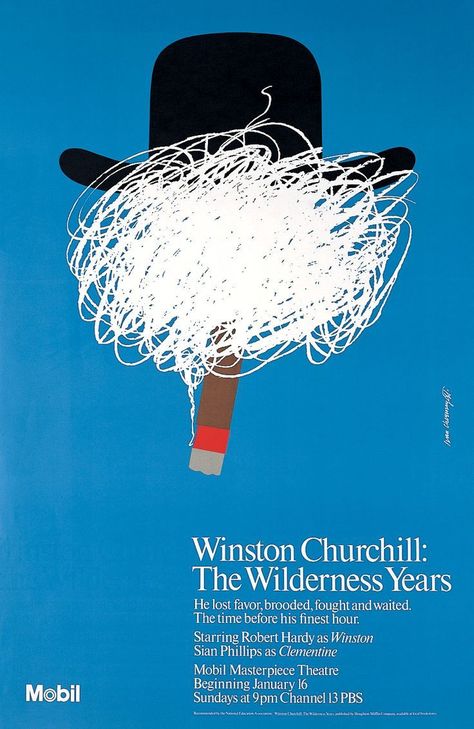 Poster: Winston Churchill the Wilderness Years by Ivan Chermayeff Ivan Chermayeff, Aiga Design, Masterpiece Theater, Graphic Design Ads, Theatre Poster, Winston Churchill, The Wilderness, History Design, Typography Poster