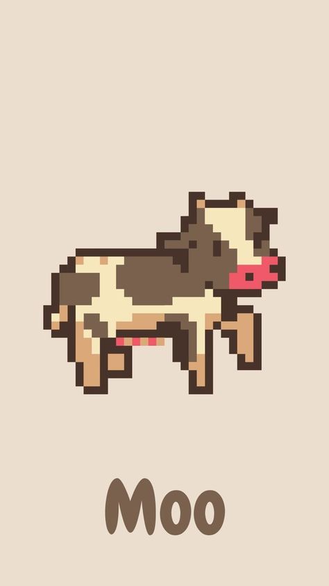 Divoom Pixel Art, Pixel Art Characters Easy, People Pixel Art, Pixel Art Cute Animals, Pixel Cow, Pixel Drawing Aesthetic, Pixel Art Aesthetic Easy, Cow Pixel Art, Still Aesthetic