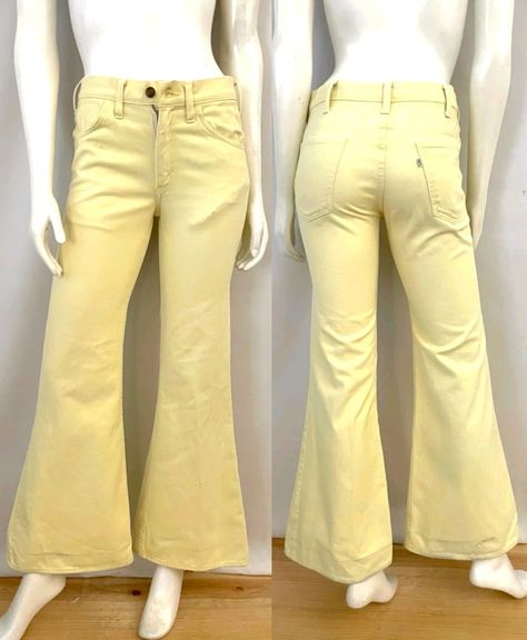 Yellow Bell Bottoms, White Levis, Yellow Jeans, Ladies Jeans, Bottom Jeans, Dark Mark, Womens Jeans, Pastel Yellow, Bell Bottom