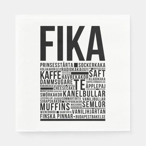 Fika swedish coffee sweets Typography Poster Napkins - Sweden gift Lund Sweden, Coffee Illustration, Typography Poster, Sweden, Mood Boards, Macarons, Napkins, Typography, Coffee