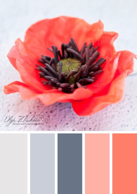 Bright Red Color Palette Colour Schemes, Poppy Colour Palette, Poppy Flower Color Palette, Poppy Pins Diy, Red Flower-shaped Brooch With Handmade Flowers, Flower Lapel Pin, Lapel Flower, Design Palette, Color Schemes Colour Palettes