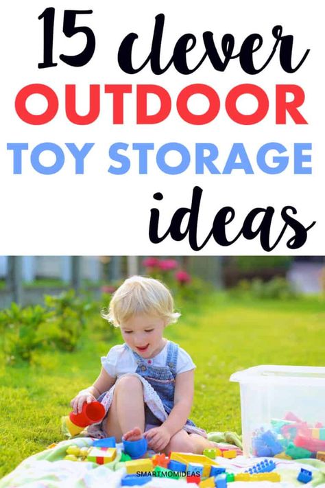 Outdoor Toy Storage Ideas, Outdoor Toy Storage, Toy Storage Ideas, Outdoor Toys For Toddlers, Mom Of Twins, Toddler Organization, Hawk Eye, Garden Organization, Outdoor Shelters