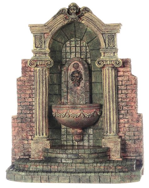 Aged Gothic Fountain Fairy Garden Fountain, Gothic Fountain, Victorian Fountain, Yard Water Fountains, Courtyard Fountain, Halloween Villages, Gothic Water Fountain, Victorian Water Fountain, Fountain Wall